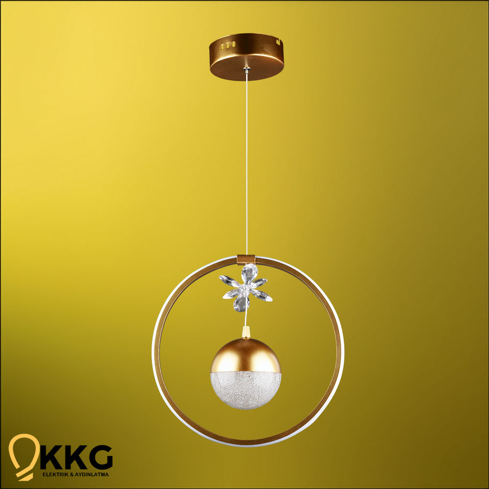 Halkalı Power Led Avize - Altın Sarısı