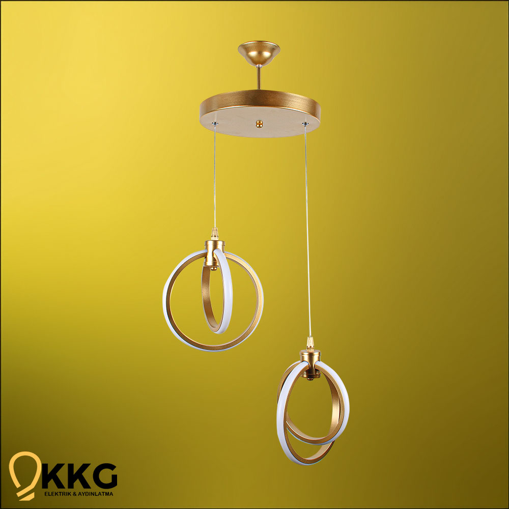 2'li Küre Led Avize - Altın Sarısı