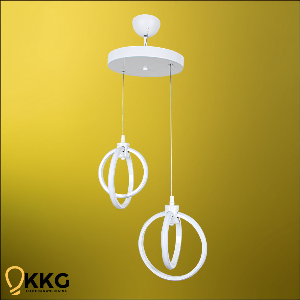 2'li Küre Led Avize - Beyaz