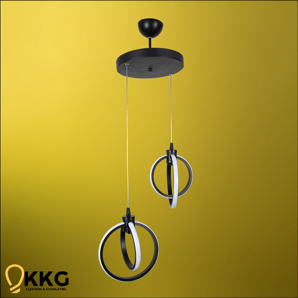 2'li Küre Led Avize - Siyah