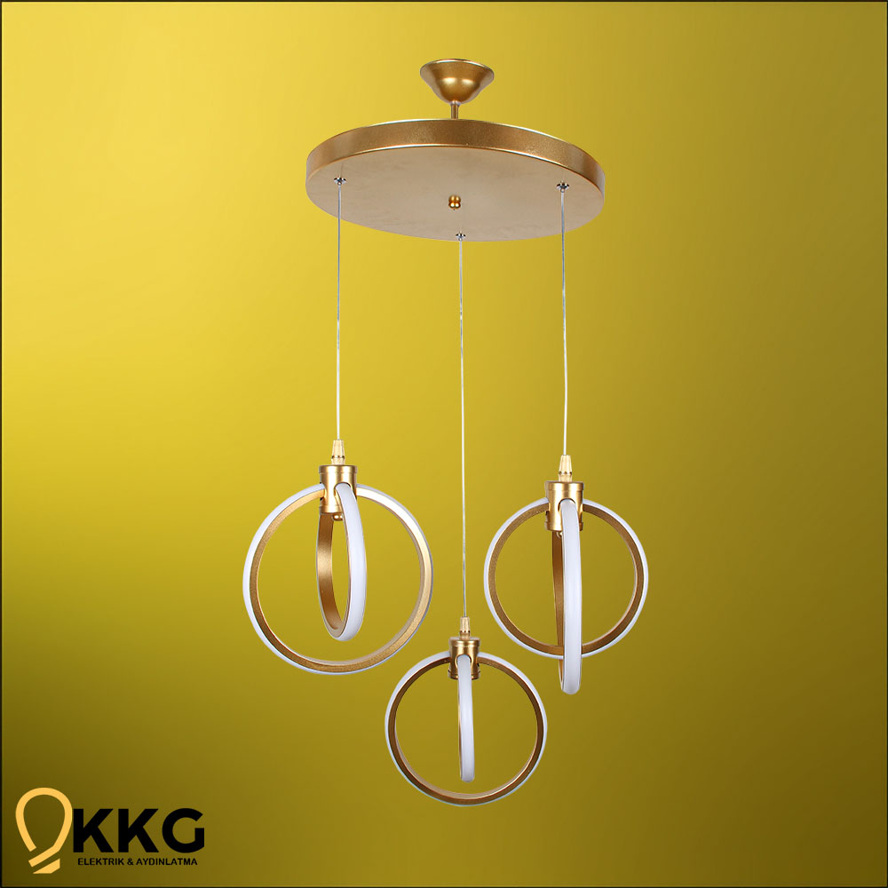 3'lü Küre Led Avize - Altın Sarısı