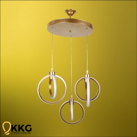 3'lü Küre Led Avize - Altın Sarısı