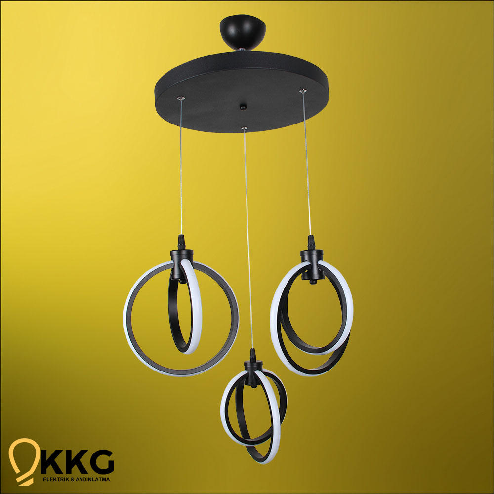 3'lü Küre Led Avize - Siyah