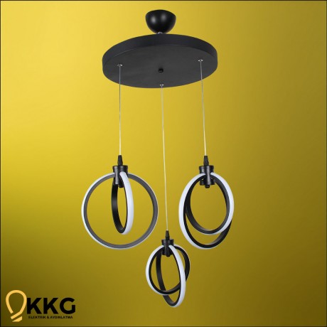 3'lü Küre Led Avize - Siyah